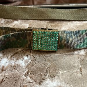 SALE!! DEAL!! Vintage Y2K Skater Emo Punk Adjustable Camo Rhinestone Belt